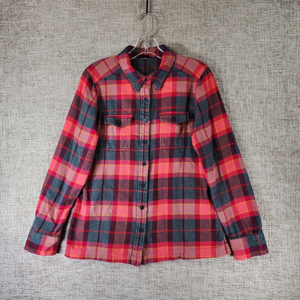 Patagonia Organic Cotton Flannel Shirt Womens *M Red Plaid Button Long Sleeve